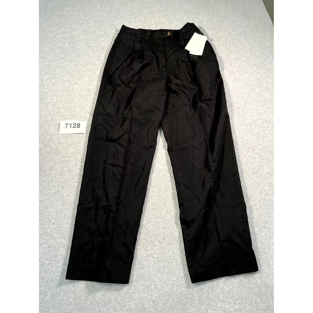 Emma James Dress Pants Women 12 Black Pleated Front Straight Leg Formal Business
